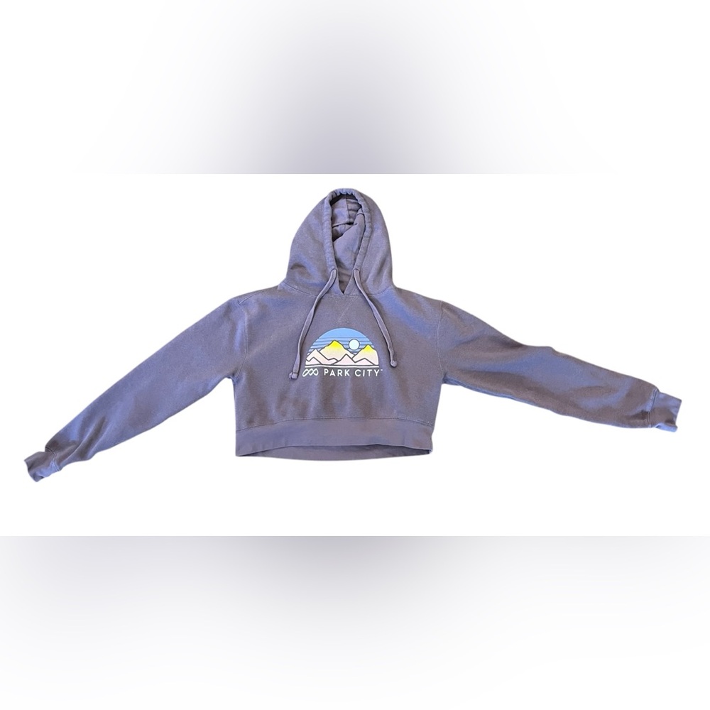 Women’s Park City Utah Fleece Lined Dusty Purple Cropped Hoodie Size‎ Small